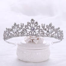 Trendy Wedding Hair Accessories Silver Color Crystal Tiara And CrownWomen Rhinestone Bridal Diadem Queen Princess Hair Jewelry 2024 - buy cheap