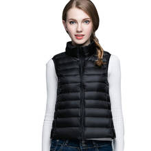 Quality New Women 90% White Duck Down Vest Women's Ultra Light Duck Down Vest Jacket Autumn Winter High collar Sleeveless Coat 2024 - buy cheap