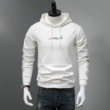 Sudadera con capucha y letras bordadas para hombre, ropa gruesa y cálida para otoño e invierno, color blanco 2024 - compra barato