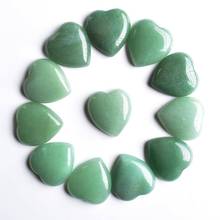 Cuentas de cabujones de Aventurina verde natural para fabricación de joyas, cuentas de cabujones con forma de corazón, 25mm, 12 unids/lote gratis, buena calidad, 2020 2024 - compra barato