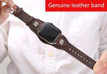 Genuine Leather cuff strap for apple watch band 42mm 44mm series 6 5 4 3 2 1 for iwatch se belt 38mm 40mm wristband 2024 - buy cheap