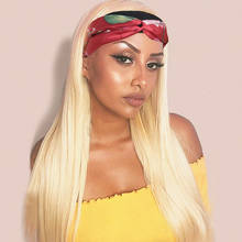 613 Headband Wig Human Hair 30 32 Inch Honey Blonde Half Wig Brazilian Remy 613 Straight Headband Wigs For Black Women 2024 - buy cheap