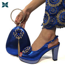 Zapatos y Bolsa azul real para fiesta para mujer, Zapatos de diseño zapatos y Bolsa decorados con diamantes de imitación, de lujo, novedad 2024 - compra barato