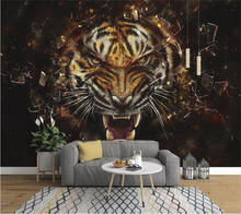 beibehang Custom wallpaper 3D mural super three-dimensional hand-painted oil painting tiger background wall Papel de parede 2024 - buy cheap