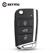 Keyyou-capa de chave dobrável para volkswagen, passat, golf 7, mk7, skoda, seat leon, skoda octavia, 3 botões, substituição 2024 - compre barato