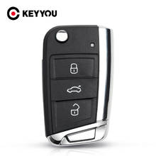 KEYYOU для Volkswagen Passat Golf 7 MK7 Skoda Seat Leon для Skoda Octavia 3 кнопки новые замененные изделия Складной Корпус для ключей от автомобиля чехол 2024 - купить недорого