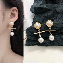 Baroque Vintage Metal Pearl Pendent Earrings for Women Girl Korean Elegant Drop Earrings Ear Jewelry Gift 2021 Trend New Arrival 2024 - buy cheap