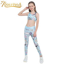 Children's Sportswear Girls Fashion Tracksuit Cartoon Printed Sleeveless Crop Top Long Pants 2Pcs Kids Sport Gym Workout Clothes 2024 - buy cheap