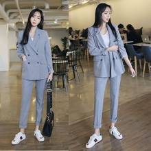 Women's suit jacket pants suit women's suit 2019 official uniform design business striped pants suit maximum size 3XL work 2024 - buy cheap