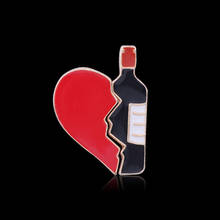 Heart And Wine Bottle Enamel Pins Broken Heart Puzzle Piece Cartoon Love Brooches Jackets Lapel Pin Badge Jewelry Gift for Lover 2024 - buy cheap