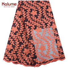 Kalume New Arrival 3D Flower African Lace Fabric Embroidery French Mesh Lace Fabrics With Sequins For Nigerian Party Dress F1828 2024 - buy cheap