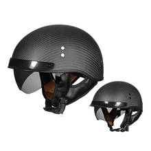 Capacete de fibra de carbono para motocicleta, capacete vintage para moto, meio rosto, retrô, motociclista 2024 - compre barato