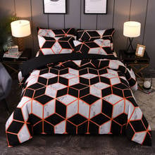 YuXiu New Black Marbling Geometric Pattern Bed Linen Simple Duvet Cover Sets 3Pcs Bedding Set King Queen Single Twin Full Size 2024 - buy cheap