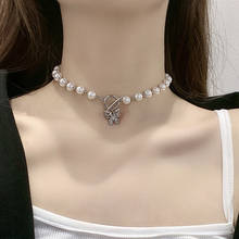 Collar de perlas de imitación de mariposa para mujer, gargantilla de cadena de clavícula, accesorios de joyería para fiesta 2024 - compra barato