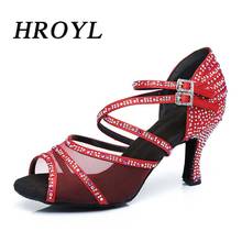 Latin Dancing Shoes For Women 2021 Ballroom Dancing Sandals With Rhinestones Tango Jazz Salsa Performance Shoes Air-Mesh HROYL 2024 - buy cheap