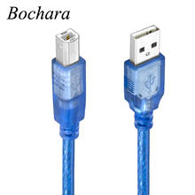 Кабель для принтера Bochara USB 2,0, Type A папа-Type B папа, фольга + плетеное экранирование, прозрачный синий, 1,5 м, 1,8 м, 3 м, 5 м, 10 м 2024 - купить недорого