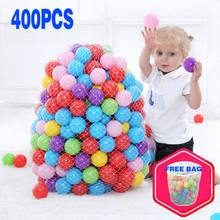 Pelotas de plástico ecológico para niños, pelotas de aire antiestrés de plástico suave, con bolsa de almacenamiento, 400 unids/lote 2024 - compra barato
