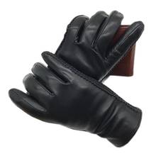 Guantes de piel de oveja auténtica para hombre, manoplas de invierno con forro de algodón, para mantener la conducción de abrigo al aire libre, color negro, novedad de 2020 2024 - compra barato