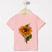 New Cartoon T Shirt Girl O-neck Sunflower Love Leopard Printing Boys Tshirts Summer Pink White Girls Tshirt Kid Clothes Children 2024 - buy cheap