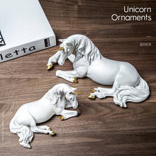 Nordic Resin White Unicorn Horse Sculpture Modern Art Figurines Home Decor Living Room Fairy Garden Decoration Children's Gift 2024 - buy cheap