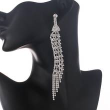 Yfjewe novo estilo longo borla gota brincos feminino metal strass brincos moda exagerada brincos jóias presente e696 2024 - compre barato