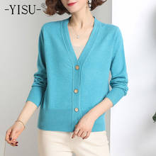 YISU Simple Casual Knitted Cardigan Women Spring Autumn  Solid Color Cardigan Long sleeve loose female button knitwear sweaters 2024 - buy cheap