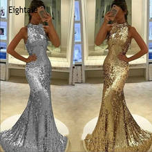 Eightale Bling Bling Gilter Evening Dresses Halter Sequin Silver Gold Mermaid Prom Gown Long Formal Prom Party Dress 2021 2024 - buy cheap