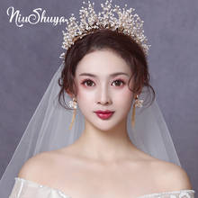 Niushuya tiara de casamento elegante, acessório para cabelo, faixa de cabeça de pérola, casamento, artesanal, acessório de joia para cabeça de noiva 2024 - compre barato