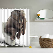 3D мультфильм напечатанный Индийский Слон полиэстер занавеска для душа водонепроницаемый для дома для ванной для душа занавеска s с 12 крючками 2024 - купить недорого