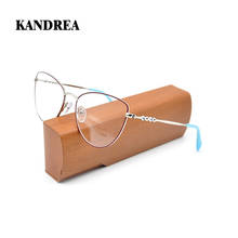 Оправа для очков KANDREA Женская, винтажная, кошачий глаз, прозрачные линзы, большие, металлические, 2021 2024 - купить недорого