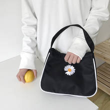 Bolsa feminina pequena de lona com margaridas, bolsa da moda com zíper meia lua para maquiagem 2024 - compre barato