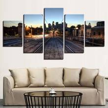 Railroad Tracks in The Night Posters 5pcs  Modern Home Wall Decor Canvas Picture Art HD Print Painting On Canvas for Living Room 2024 - buy cheap