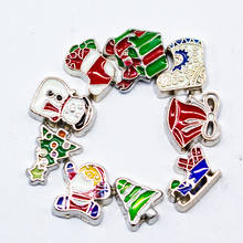 Mix 10pcs/lot Metal charms Christmas Tree Enamel Floating Charms Christmas series For Glass Floating Lockets DIY Jewelry 2024 - buy cheap