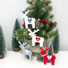 Pingentes de madeira para decoração de natal, decoração de árvore de natal, formato de cervo, animais com 3 peças 2024 - compre barato