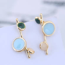 Trendy Korean Gold Color Enamel Leaf Design Stud Earrings For Women Multi colors brincos wholesale 2024 - buy cheap