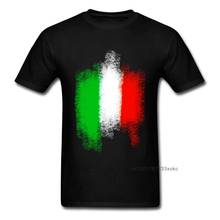 Мужская футболка с круглым вырезом, черная хлопковая футболка с короткими рукавами и принтом итальянского флага, лето 2019 2024 - купить недорого