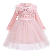 Vestido de princesa Lolita de manga larga para niñas, ropa de fiesta de cumpleaños de 2 a 10 años, estilo occidental, malla de encaje, Otoño, 2021 2024 - compra barato