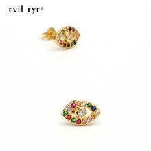 EVIL EYE Micro Pave Rainbow Zircon Stud Earrings Gold Color Copper Turkish Eye Earrings Fashion Jewelry for Women Ladies EY6404 2024 - buy cheap