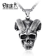 BEIER Unique Gothic with Hole devil skull pendant necklac Satanic Chain for man Punk Rock Heavy jewelry Dropshipping LHP151 2024 - buy cheap