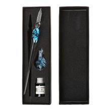 Vintage Handmade Art Elegant Crystal Floral Glass Dip Pen Sign Ink Pens Gift Y51A 2024 - buy cheap