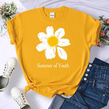 Summer Of Youth Chrysanthemum Womens T-Shirts Itself Loose T-Shirts Brand Breathable T-Shirt Pattern Sweat Womens Tops Summer 2024 - buy cheap