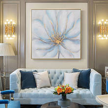 Pintura al óleo abstracta de flores blancas pintadas a mano, arte de pared moderno pintado a mano, imagen para sala de estar, pintura para decoración del hogar 2024 - compra barato