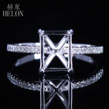 HELON 6X8mm изумруд Cut Solid 10K белое золото натуральные бриллианты для помолвки свадебные женские изысканные ювелирные украшения Semi Mount Ring Setting 2024 - купить недорого