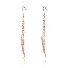 Rose Gold Irregular Wave Dangle Earrings For Women Trendy Tassel Long Titanium Steel Ladies Earrings Ohrringe JE19161 2024 - buy cheap