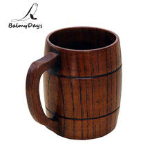 Taza de madera grande para cerveza, taza clásica de madera sólida con mango, utensilios de madera, regalos, 360ML 2024 - compra barato