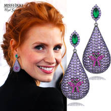 missvikki Exquisite Austrian Purple Pink For Women Waterdrop Pendant Earrings Party Gift Brincos super Accessories High Quality 2024 - buy cheap