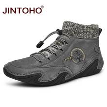 Jintoho moda masculina sapatos de inverno marca botas de inverno sapatos de couro genuíno para homens sapatos de tornozelo bota 2024 - compre barato