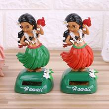 1PC Car Ornaments Hawaii Girl Hula Shaking Head Toy Solar Powered Auto Interior 2024 - buy cheap