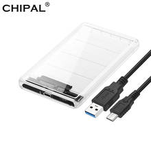 CHIPAL 5 Гбит/с, Прозрачный чехол для SSD, HDD SATA 3,0 USB 3,1 Тип C USB-C корпус коробка для 2,5 ''жесткий диск Поддержка 2 ТБ UASP 2024 - купить недорого