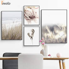 Póster nórdico de hierba natural, pintura en lienzo de paisaje con estampado botánico, flor, Cactus, arte moderno de pared, pinturas de decoración Scandi 2024 - compra barato